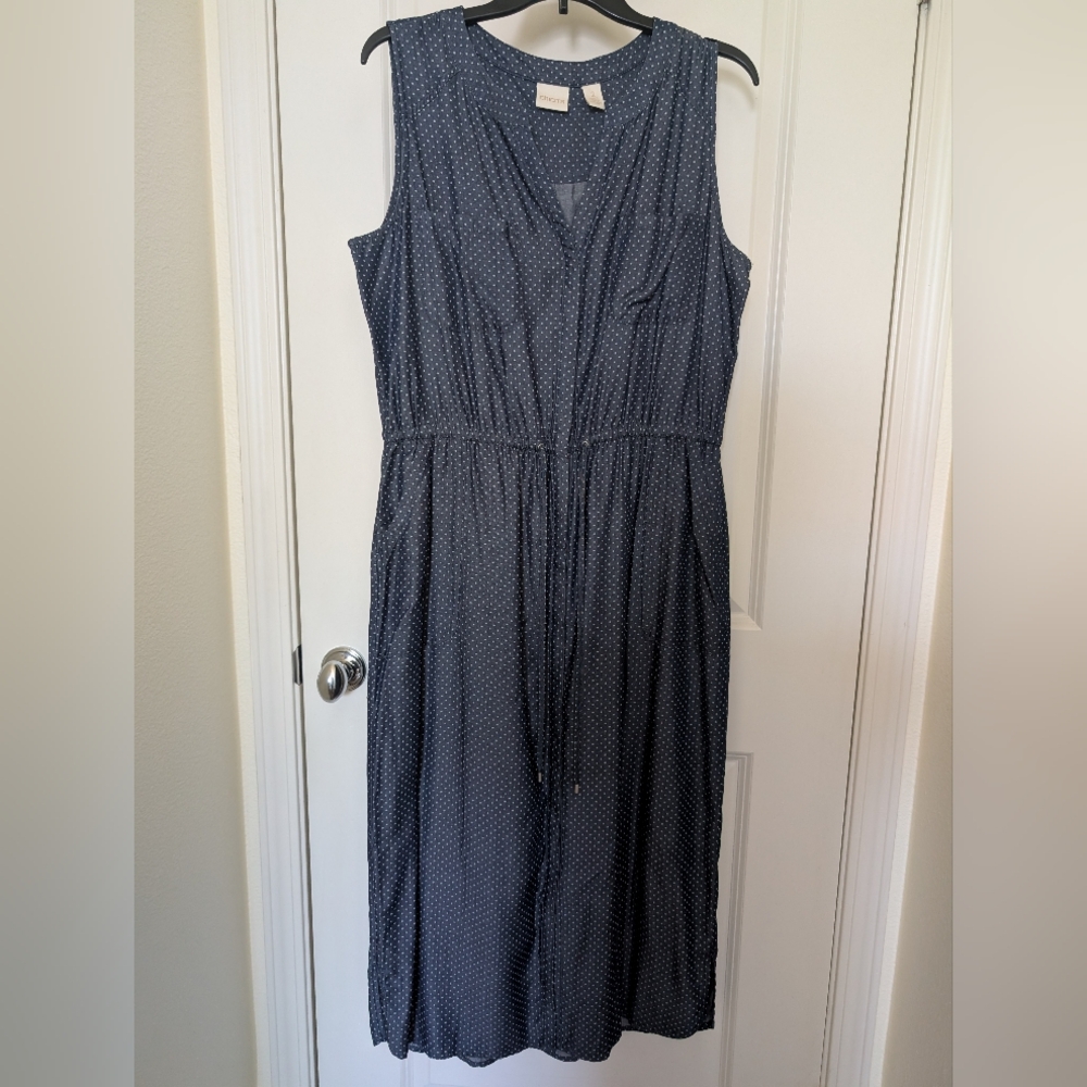 Elegant Navy Polka Dot Dress